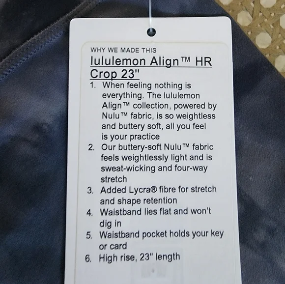 SOLD....NWT Lululemon align crop HR 23" NEW - Picture 3 of 3